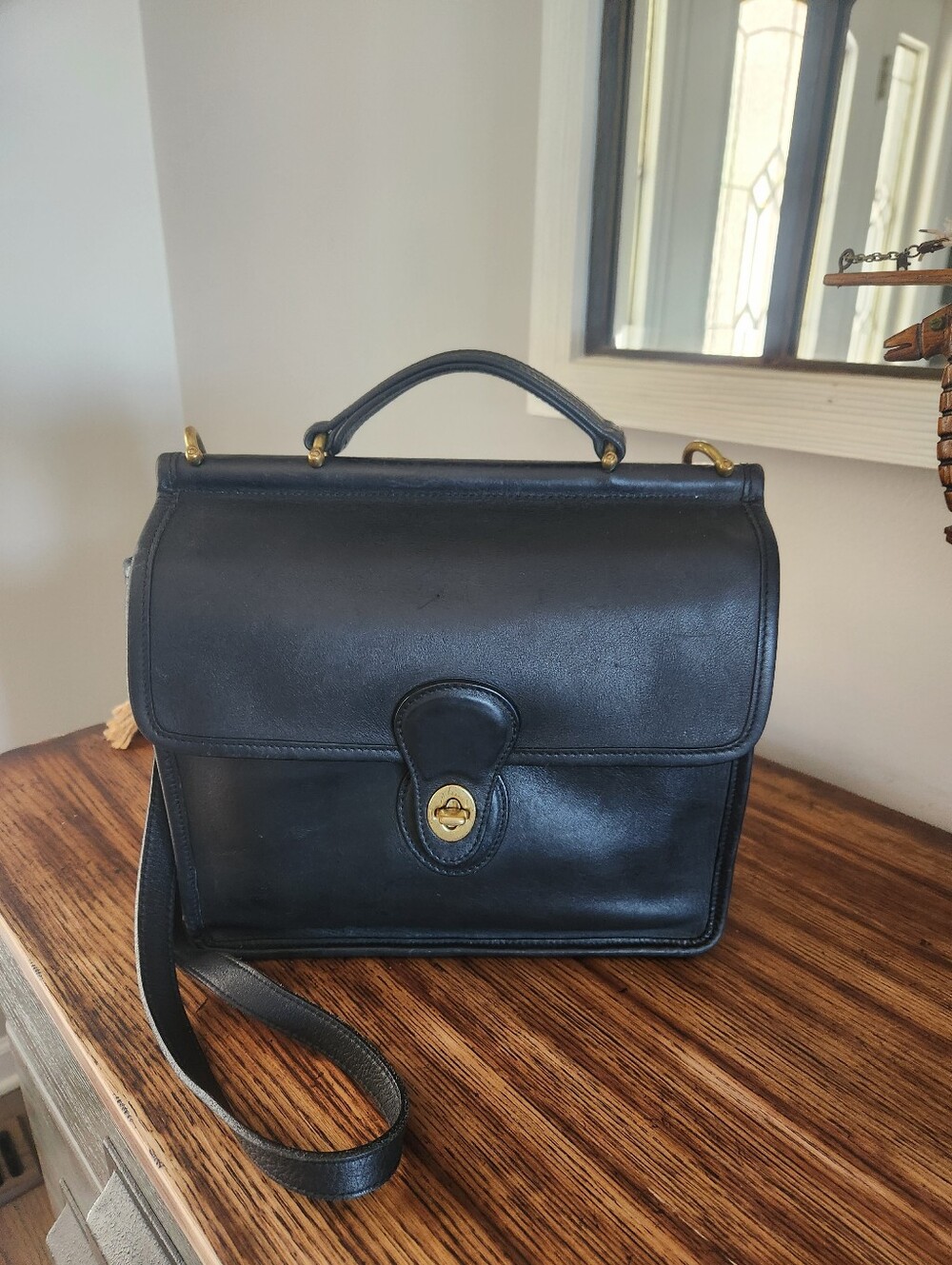 Coach Willis 9927 Bonnie Cashin Vintage Black Leather Top Handle Bag